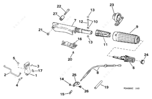 15 hp evinrude parts shift handle