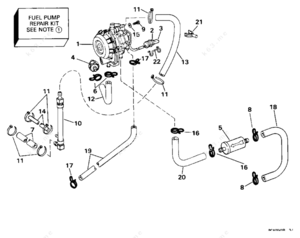 1975 evinrude 115 hp outboard water pump assembly diagram chart