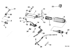1996 evinrude tiller throttle handle 0436216