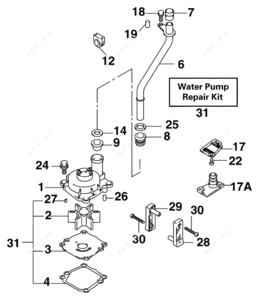 1997 25 hp johnson impeller shcematic