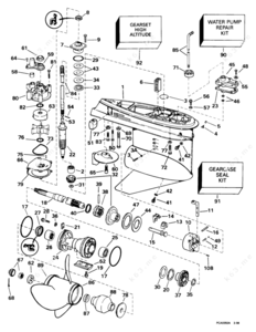 1998 evinrude lower gear case diagram