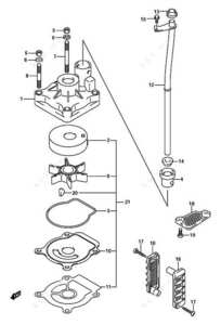 2004 suzuki 140 water from water pump diagram