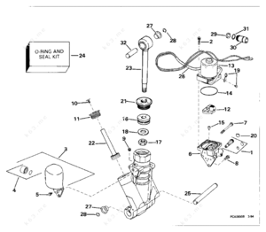 96 power tilt and trim assembly diagram
