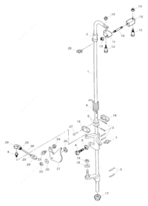 Aircraft throttle lever front view