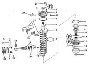 Crank shaft with pistons diagram