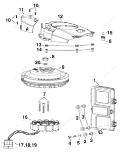Diagram of an outboard flywheel