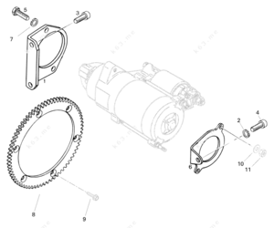 Diagram of engine parts of a new flyer bus