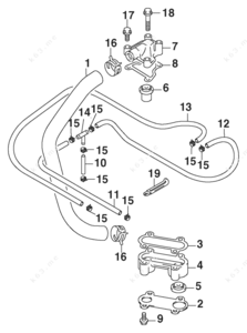 Diagram of gasket on thermostat