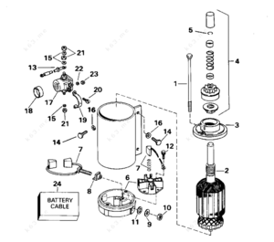 Diagram of parts of magnetic motor starter shown, part 1 is the