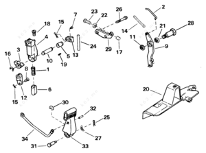 Diagrams on throttle plate show linkage on 8