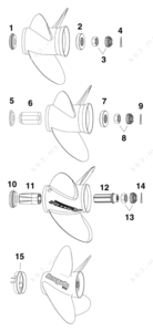 Evinrude rx4 propeller tbx hub assembly diagram
