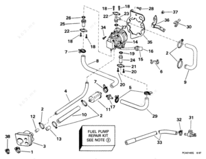 Johnson 130 water pump parts diagram