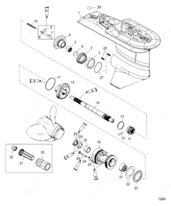 Part numbers mercury 75 elpt serial ot154830 prop housing parts