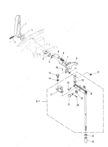 Parts diagram of external outboard linkage motor parts