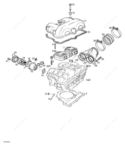 Parts of an 2e engine cylinder head diagram