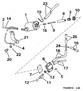 Schematic of fuel priming system on an outboard motor