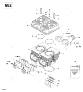 Ski do 550 reed motor cylinder head