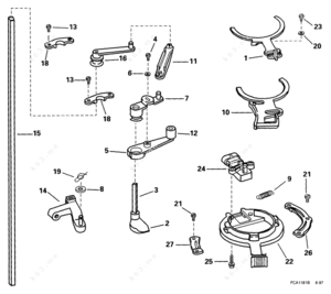 Throttle linkage and control mechanism of benchmark 200cc lawn mower