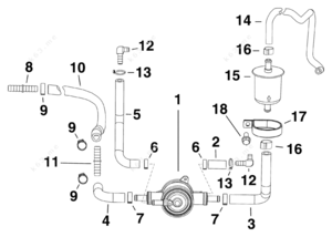 V6 duetz engine fuel diagram labelling