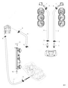 What is the hose leading from base of mercury outboard motor diagram